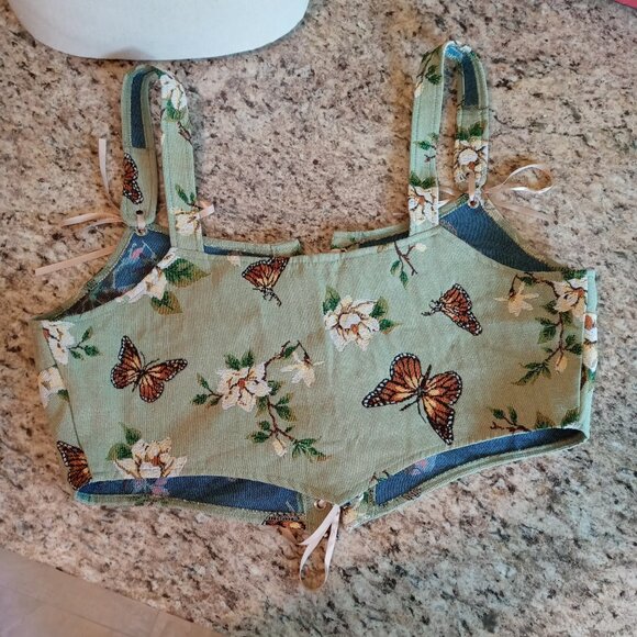 Cider Laceup Corset Tapestry Top in EUC - Picture 2 of 13